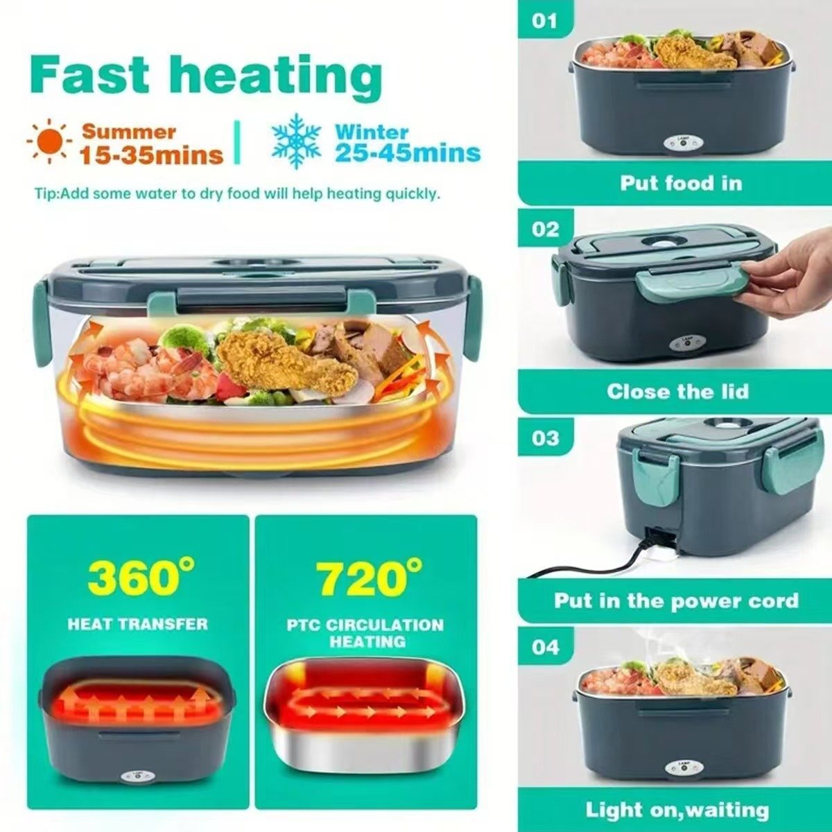 Stainless steel electric lunch box
